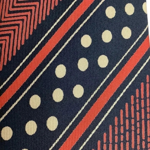2/$30 VINTAGE Navy Silk Stripe Tie & Pocket Square - Picture 7 of 16